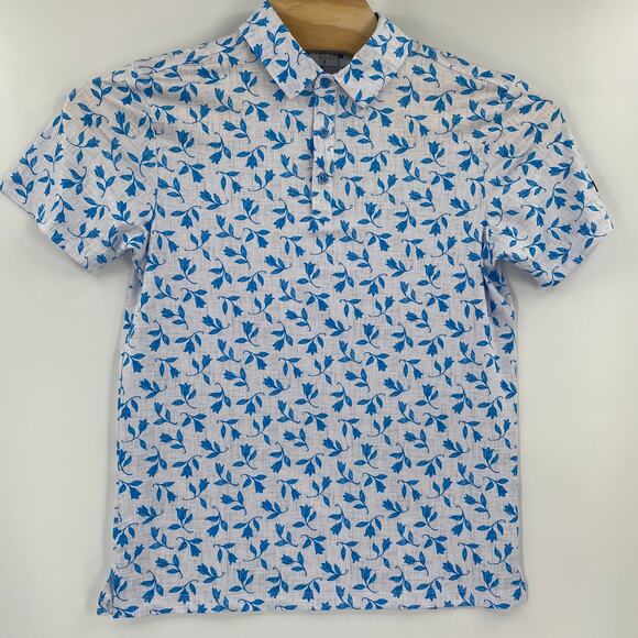 Yatta Men's Small Blue‎ Floral Pattern Short Sleeve Golf Polo NWT MSRP$50 - Picture 5 of 6